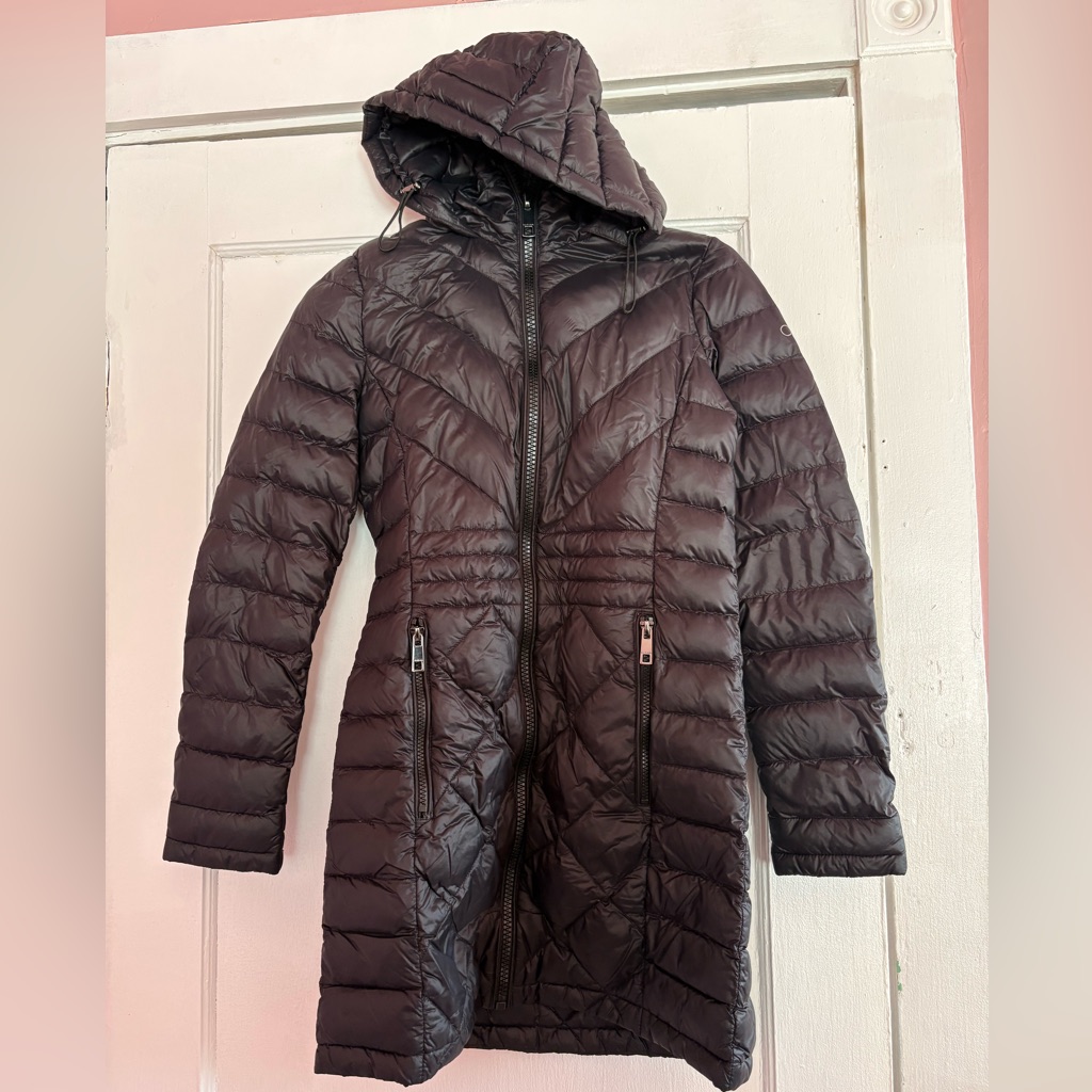 Calvin Klein Packable Premium Down Puffer Jacket Black Petite Xs